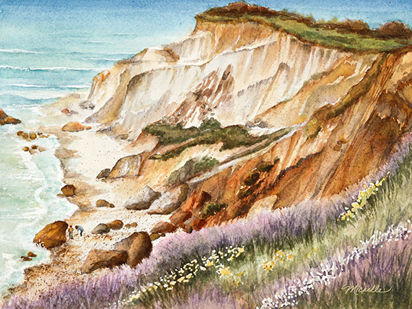 aquinnah cliffs marthas vineyard watercolor