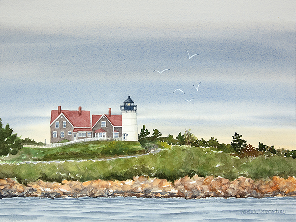 nobska lighthouse cape cod watercolor